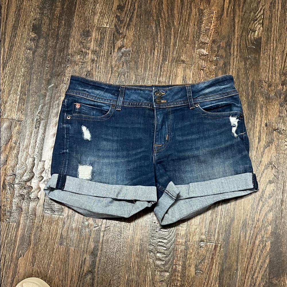 Hudson Jeans Dark Blue Distressed Jean Shorts